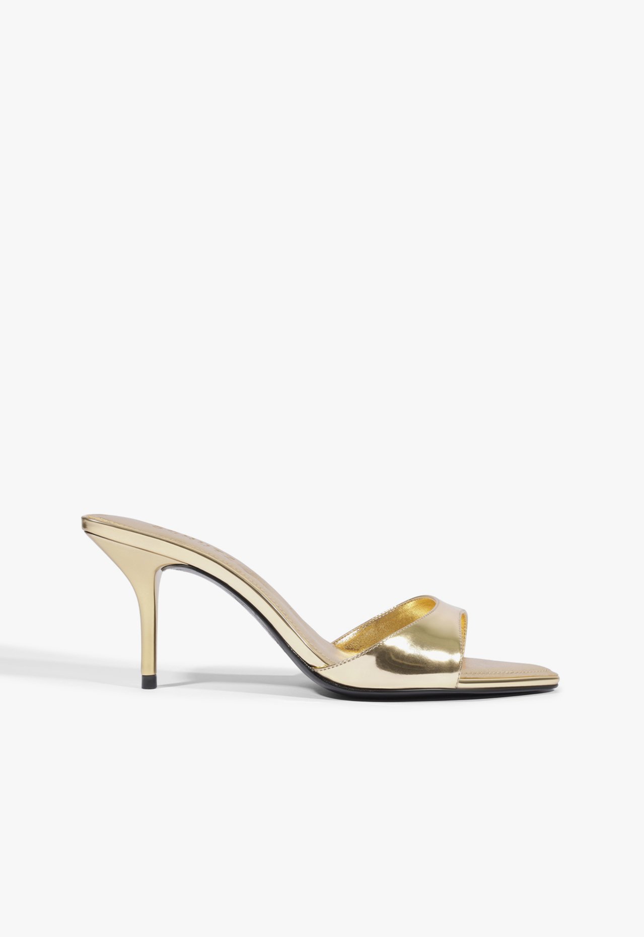 Vista 2 Sandália Mule Elodie Verniz Couro | Schutz Schutz BR Dourado Schutz BR Dourado