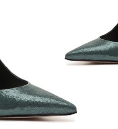 Sapato Scarpin Craquele Metalizado Verde