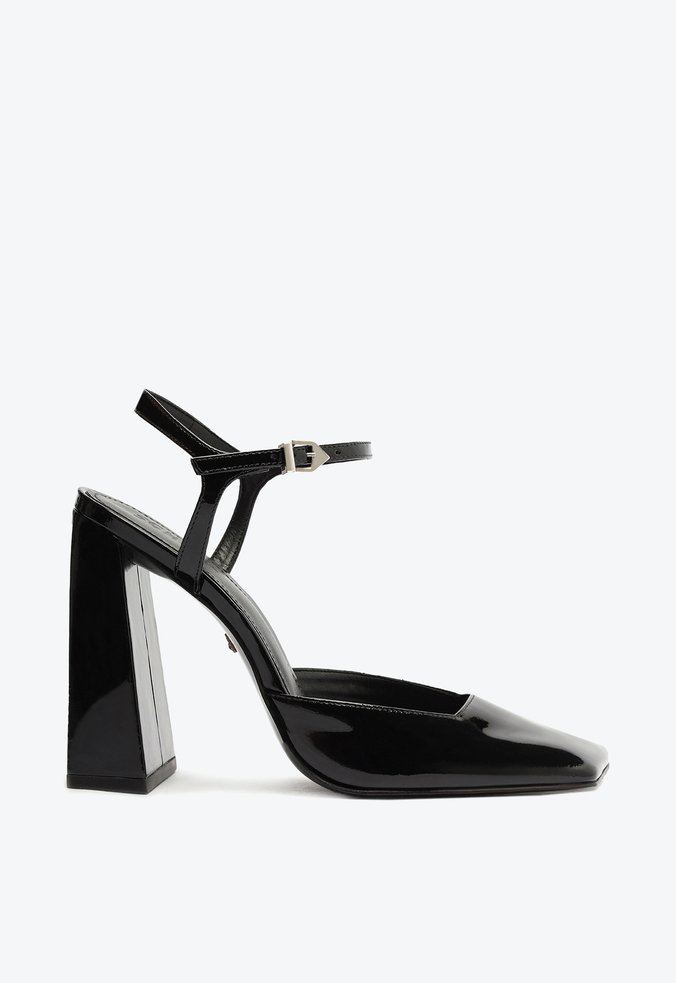 Sapato Scarpin Salto Bloco Alto Rylie Verniz Preto