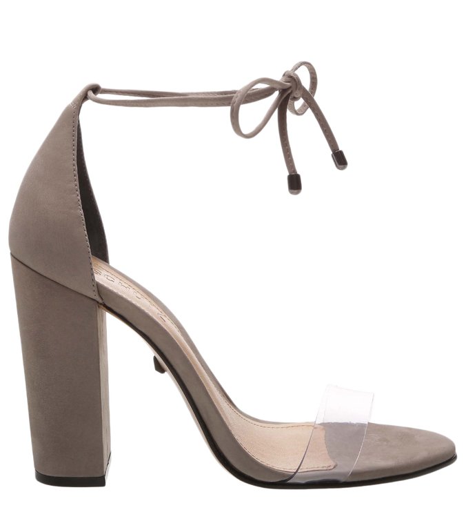Sandália Salto Bloco Vinil Nude Lace up