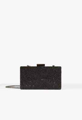 Bolsa Clutch Malha Strass Preta