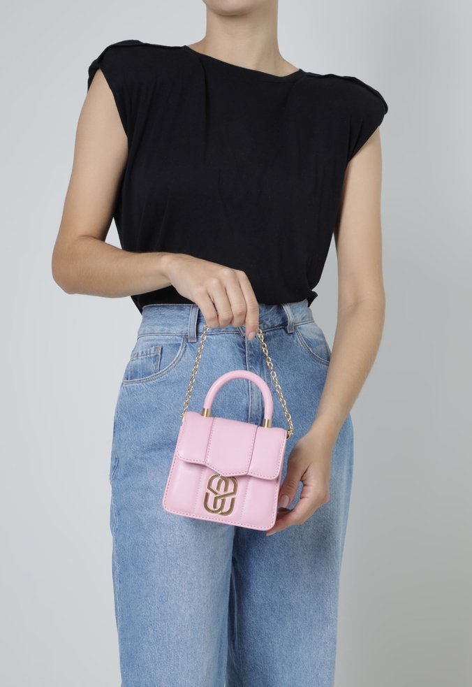 Bolsa Tiracolo Zoen Pequena Couro Rosa Claro