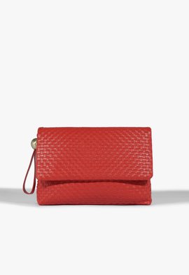 Bolsa Clutch Grande Couro Tressê Vermelha