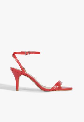 Sandália Salto Médio Couro Vermelho