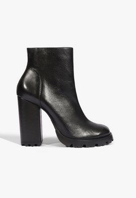 Bota Salto Bloco Tratorada Couro Preto 
