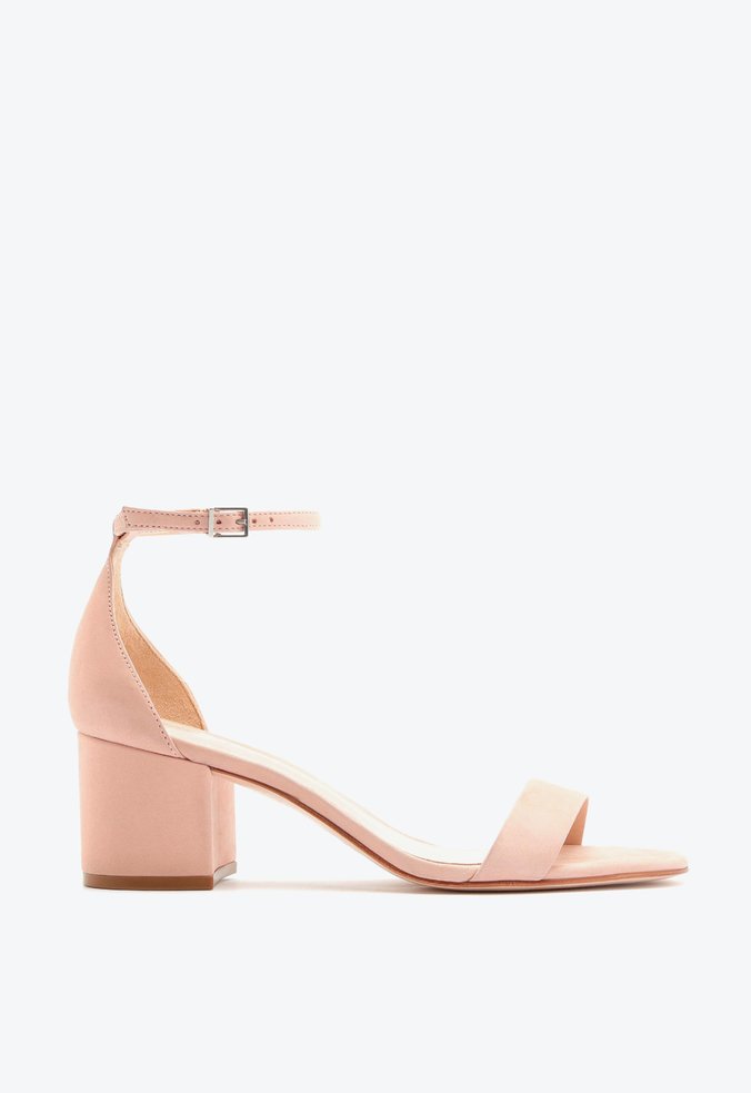 Sandália Salto Bloco Nobuck Rosa