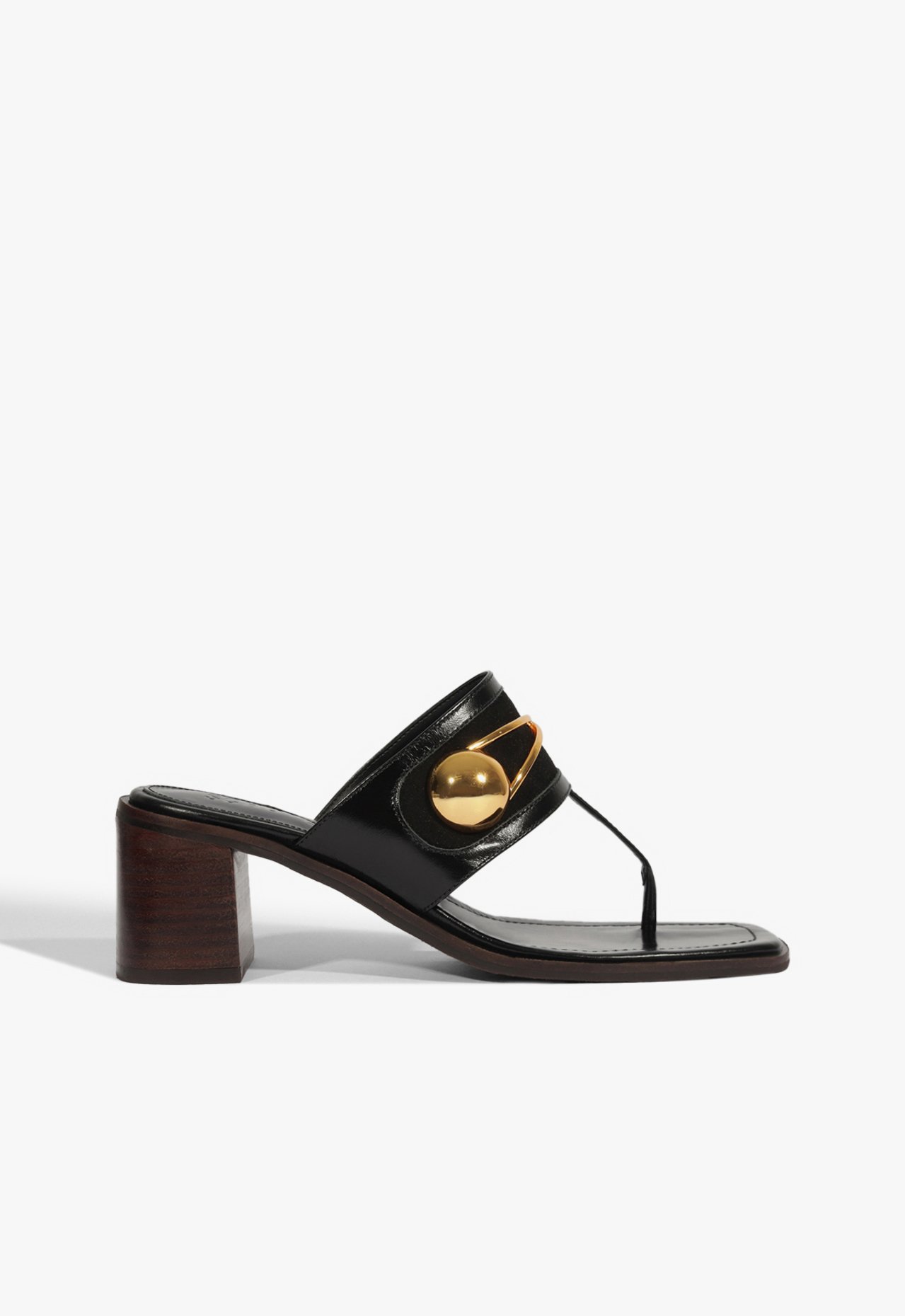 Sandália Mule Salto Bloco Ornella Couro Glam Preta | Schutz