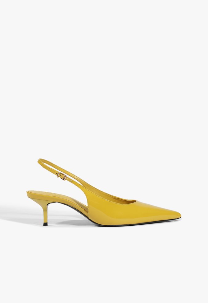 Scarpin Paola Mid Couro Amarelo