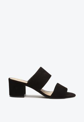 Sandália Mule Salto Bloco Suede Preto