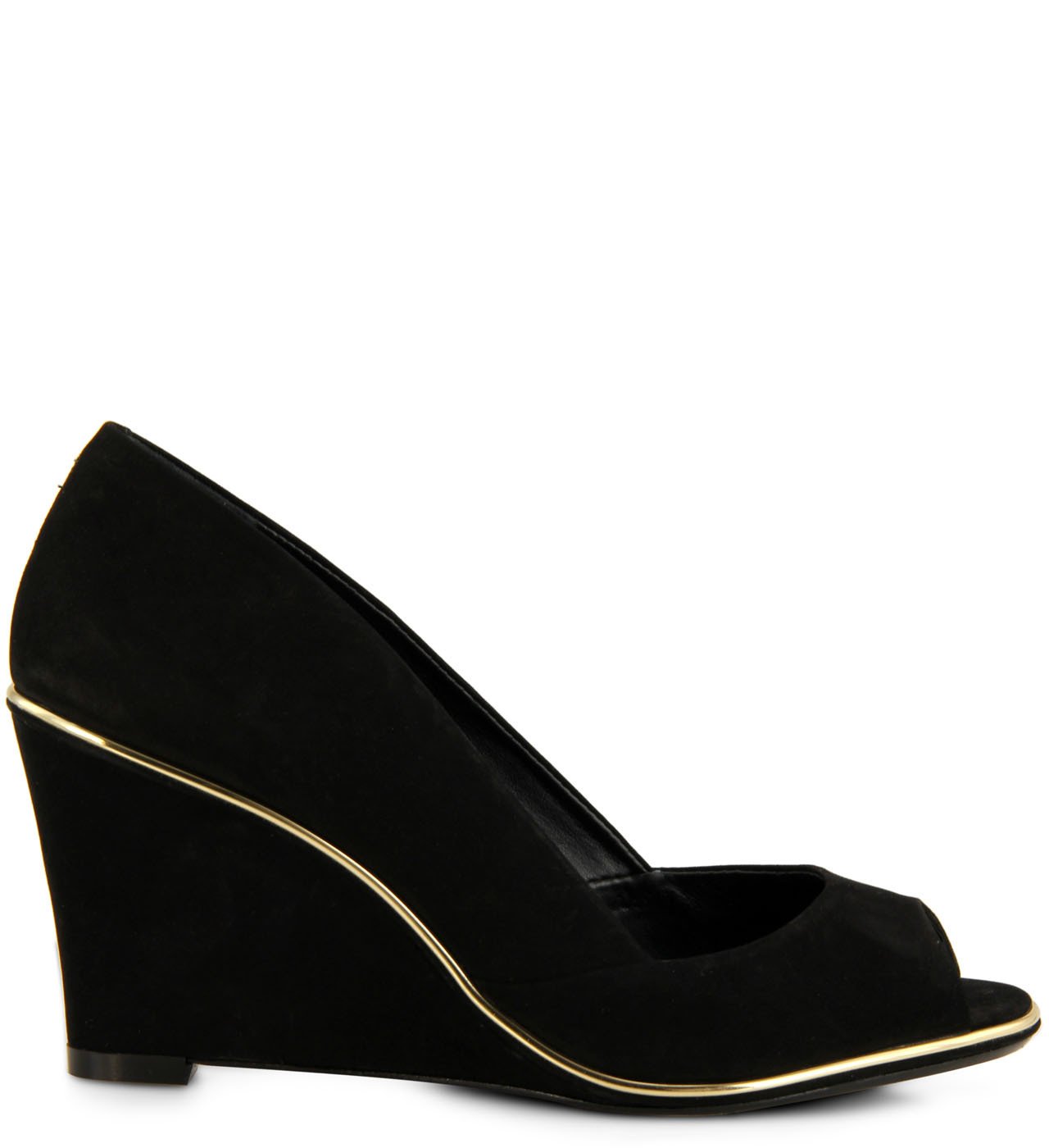 Peep toe preto anabela sale