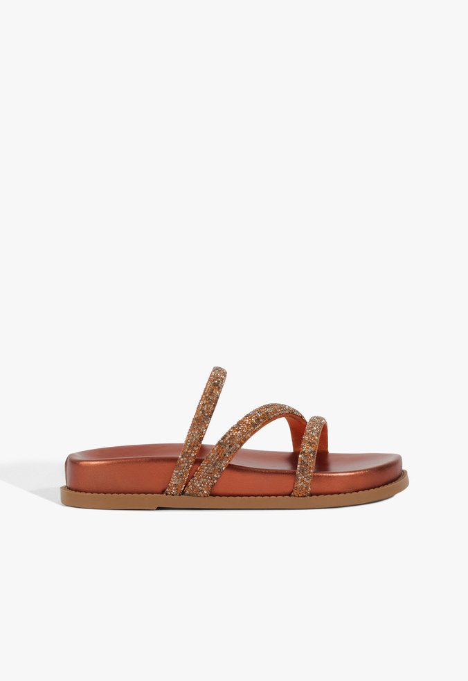 Sandália Papete Metalizada Marrom