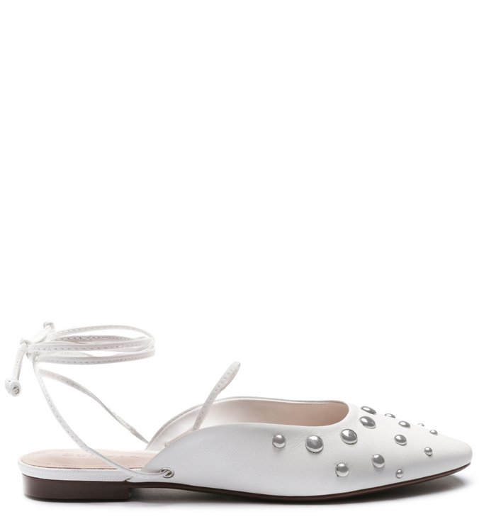 FLAT BALLERINA LACE-UP WHITE