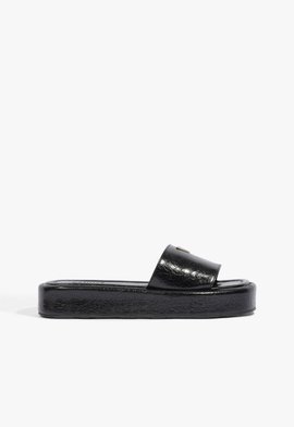 Sandália Flatform Couro Preto