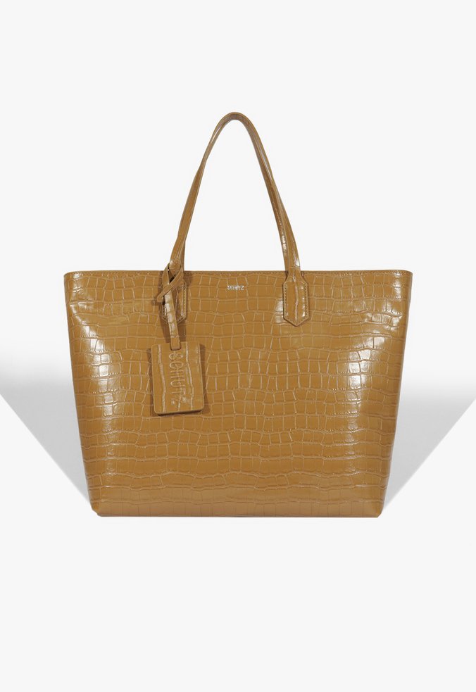 Bolsa Shopping Grande Yumi  Croco Marrom Clara