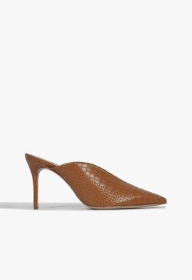 Sapato Mule Cava Croco Marrom