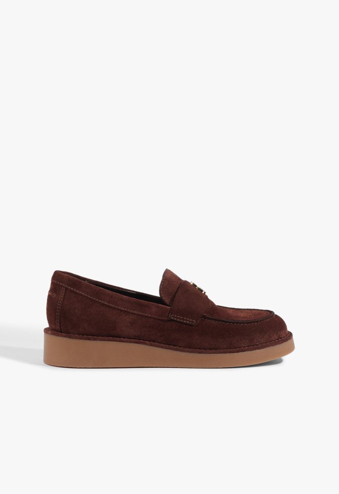 Mocassim Elow Bico Redondo Couro Marrom Escuro