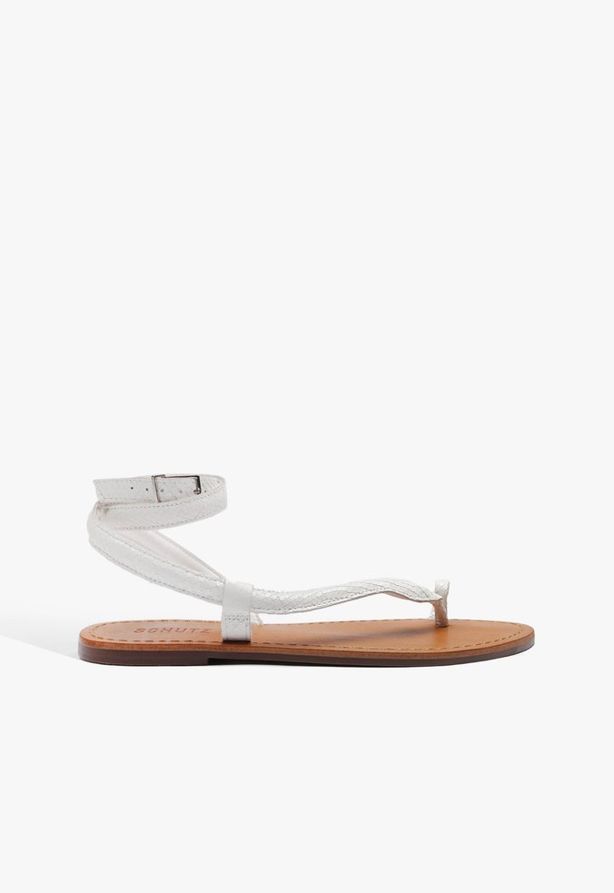 Sandália Rasteira Courtney Couro Branca