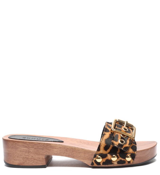 Sandália Rasteira Slide Fivela Animal Print