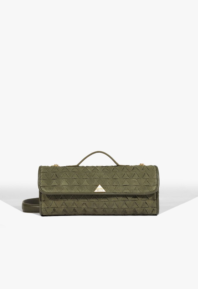 Bolsa Tiracolo Baguette Rebecca Camurça Verde