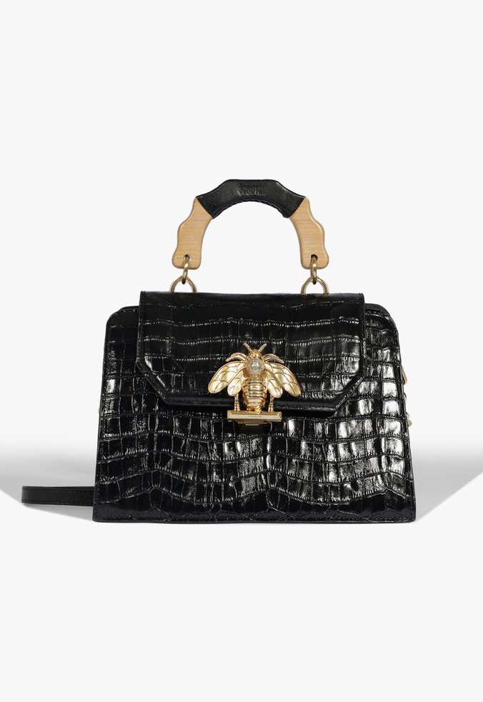 Bolsa Tiracolo Grande Believe Couro Croco Preta