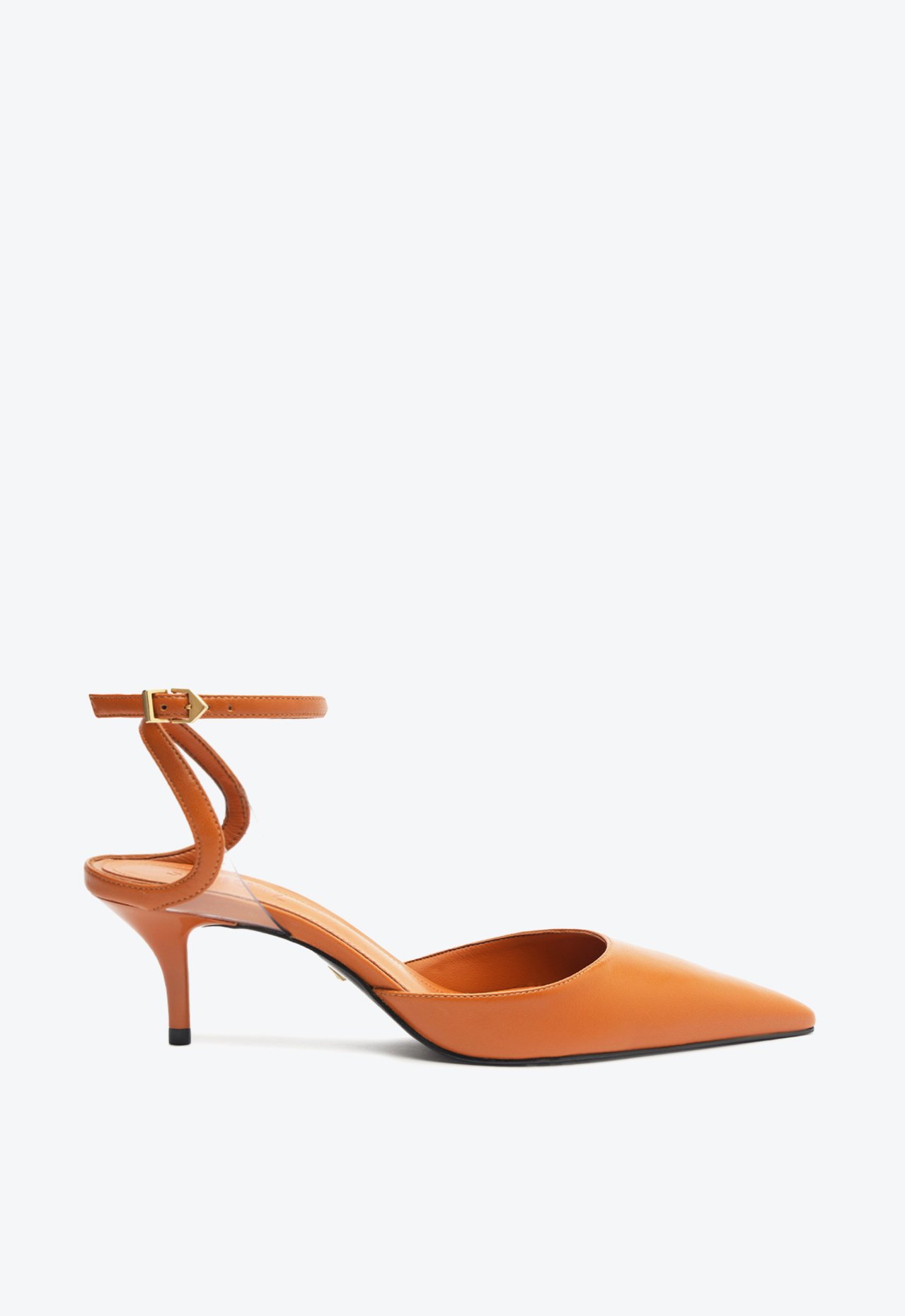 Sandália Scarpin Salto Baixo Skye Couro Marrom | Schutz