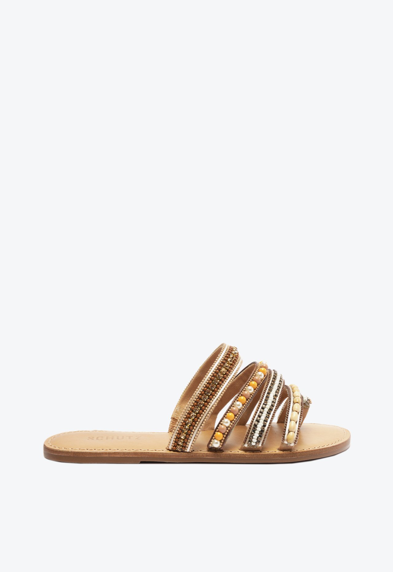 Sandália Rasteira Couro Bege | Schutz