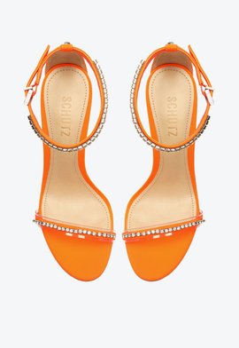 さち Sandália Salto Alto Lace Couro Laranja | Schutz