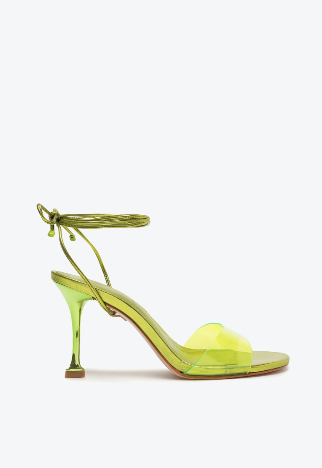 Sandália Salto Fino Amarração Vinil Full Color Verde | Schutz