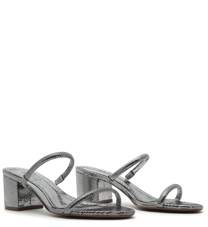 Mule Block Heel Metallic Glam Prata Mule Block Heel Metallic Glam Prata