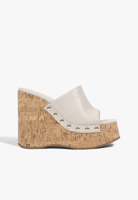 Sandália Plataforma Dalle Studs Couro Branca