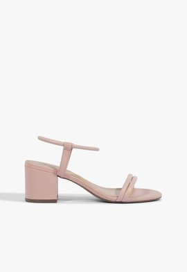 Sandália Salto Bloco Gimenez Mid Tiras Rosa Claro
