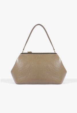 Bolsa Clutch Grande Soho Couro Cinza