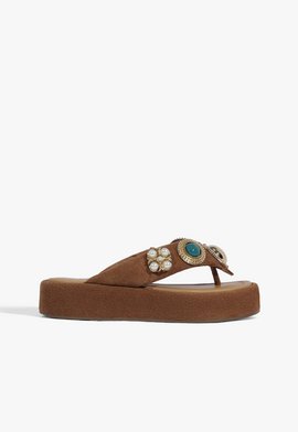 Papete Slide Couro Marrom