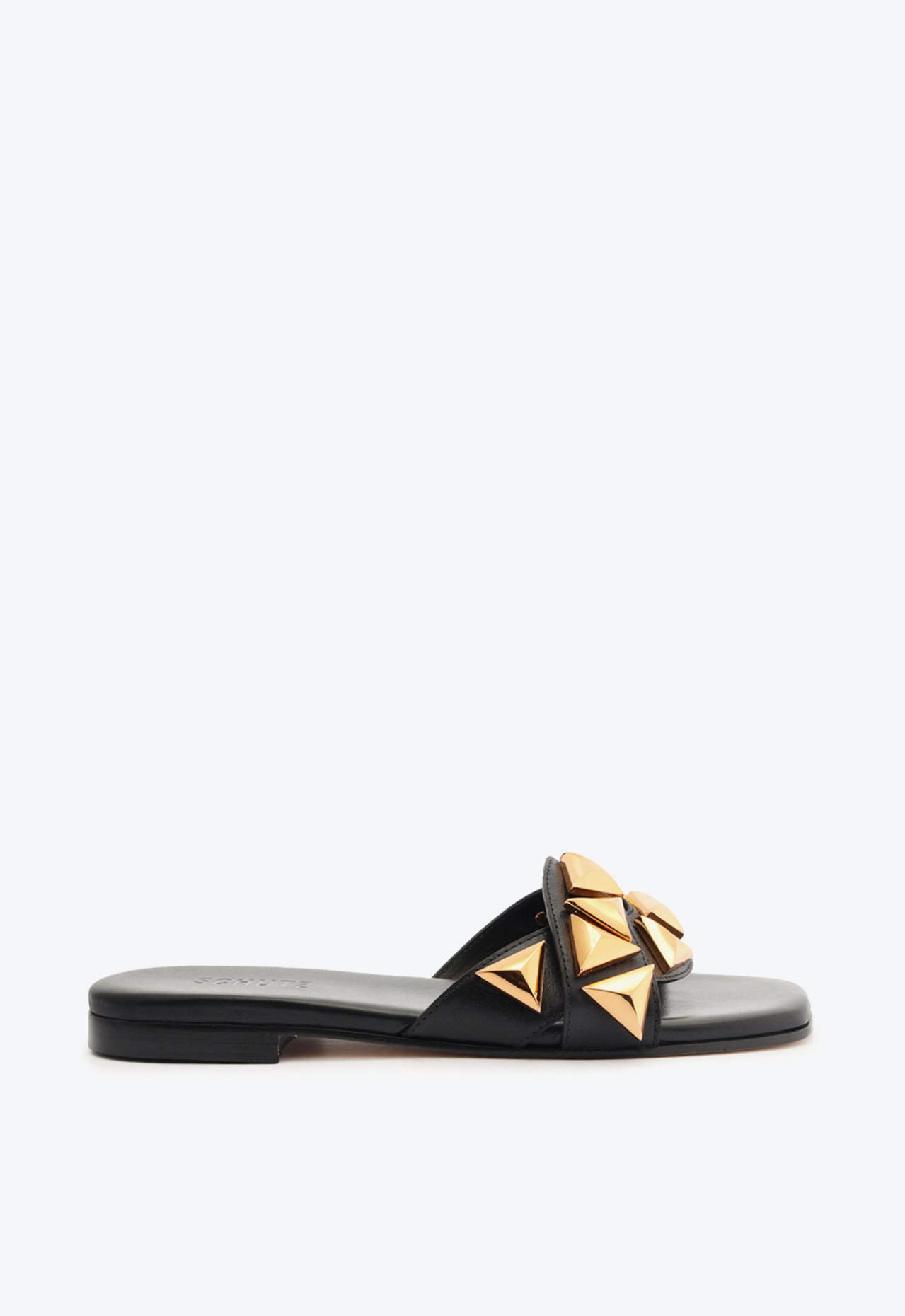 Sandália Rasteira Sid Couro Triangle Preta | Schutz