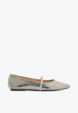 Sapatilha Metalizada Strass Prata