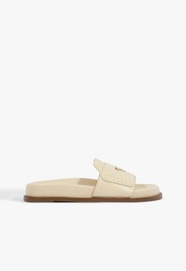 Papete Flatform Bico Redondo Couro Branca