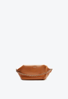 Bolsa Tiracolo Pequena Couro Corrente Marrom