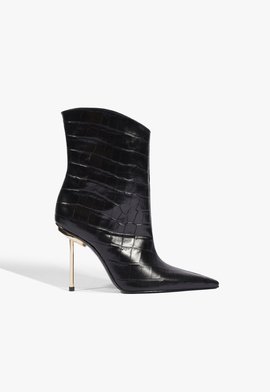 Bota Cano Médio Pin Heel Couro Preto