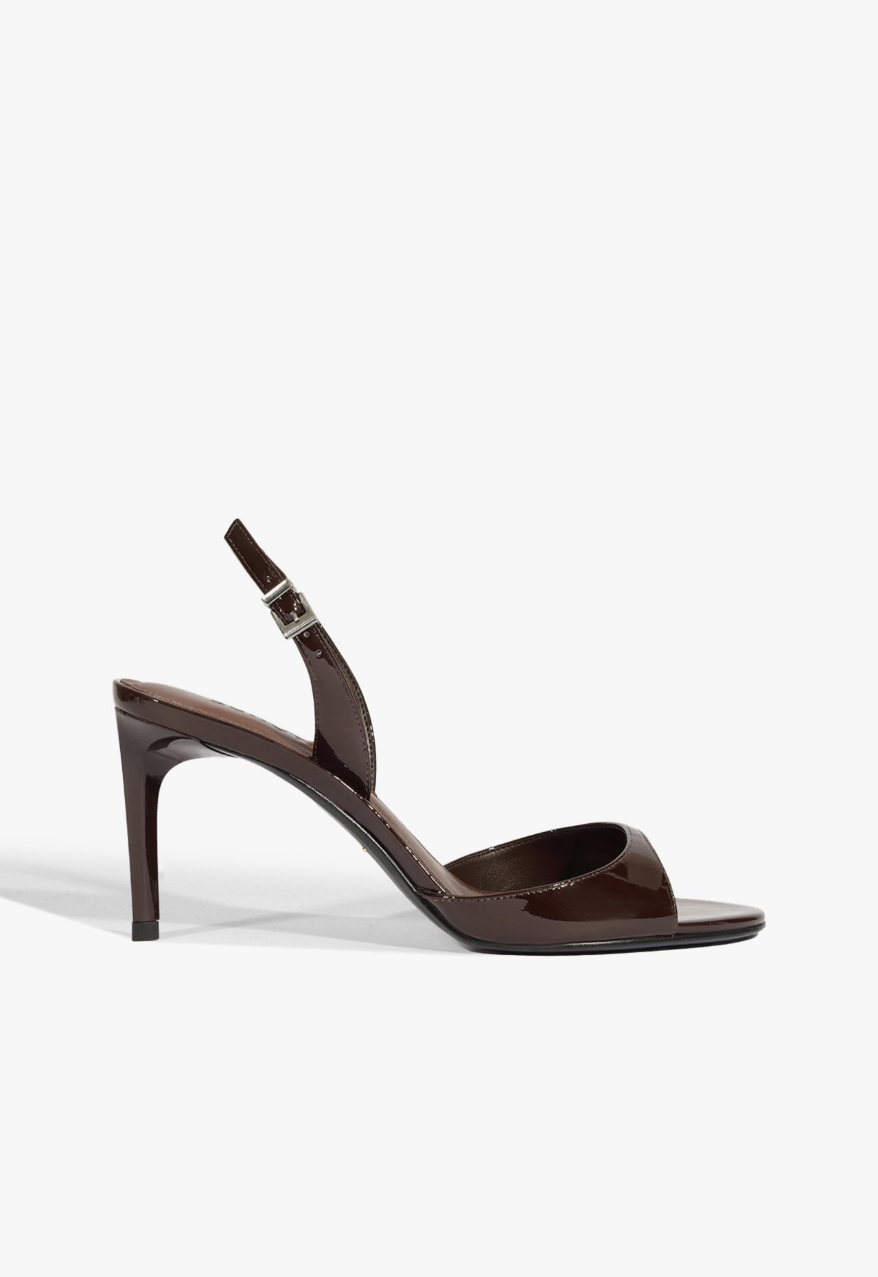 Sandália Salto Médio Verniz Couro Marrom | Schutz