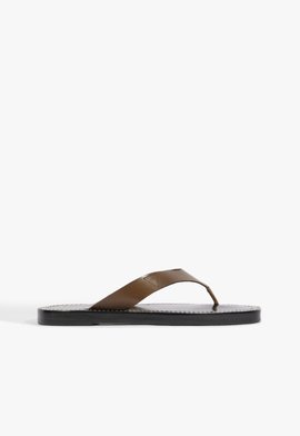Chinelo Couro Preto e Marrom