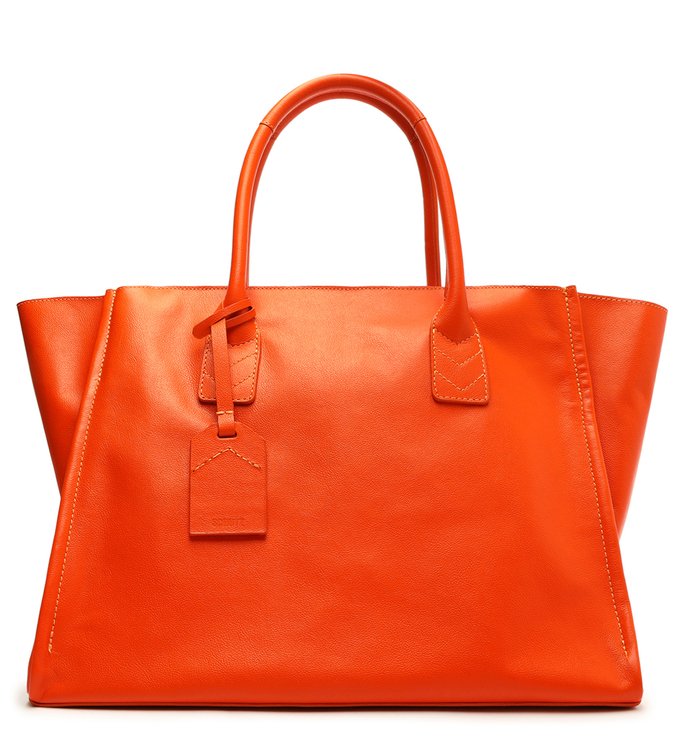 Bolsa Shopping Grande Agnes Couro Laranja