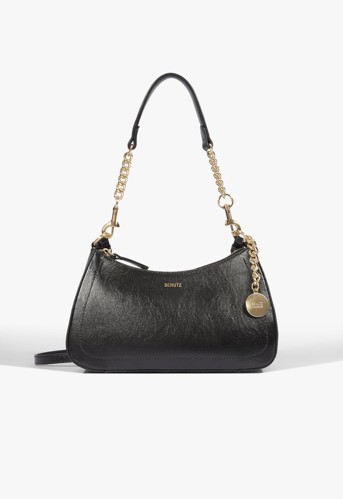 Bolsa Tiracolo Shoulder Elowen Média Couro Preta