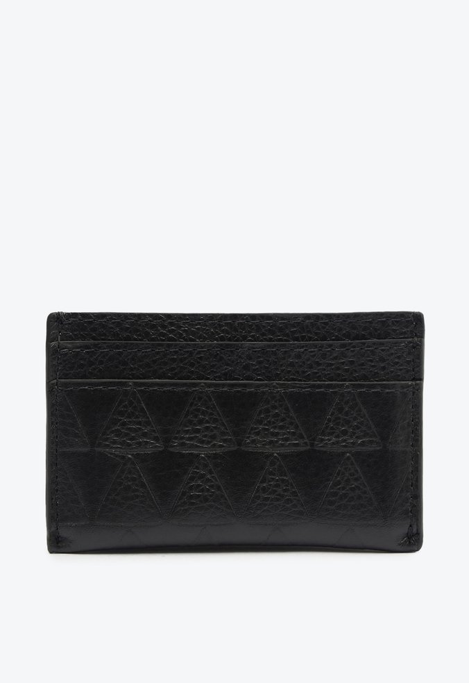 Porta Cartões Grande Triangle Grained Couro Preto | Schutz