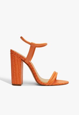 Sandália Salto Bloco Strings laranja