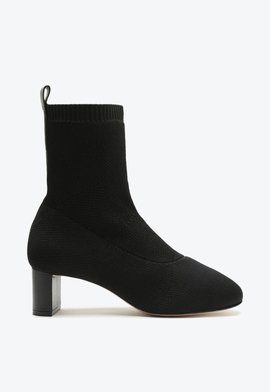 Bota Knit e Couro Preta