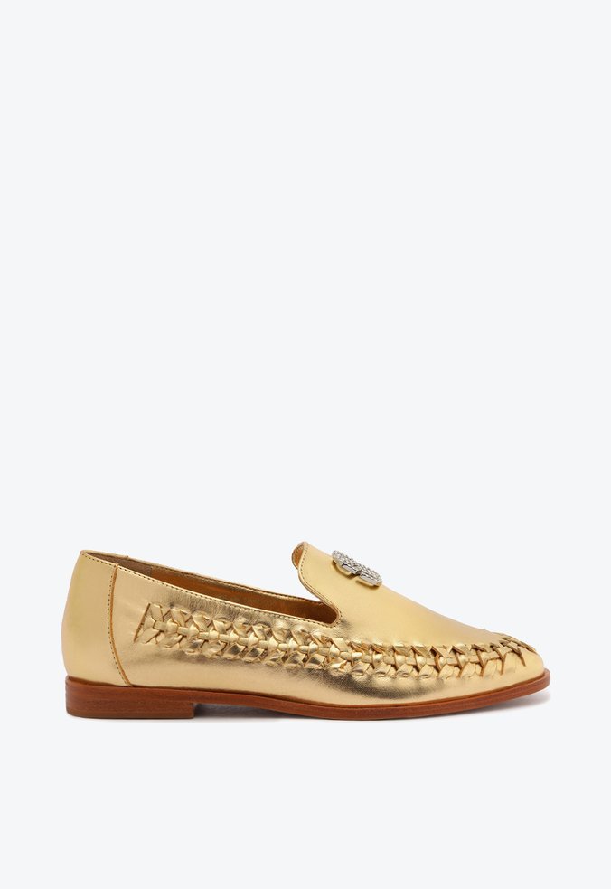 Mocassim Tramado Dourado