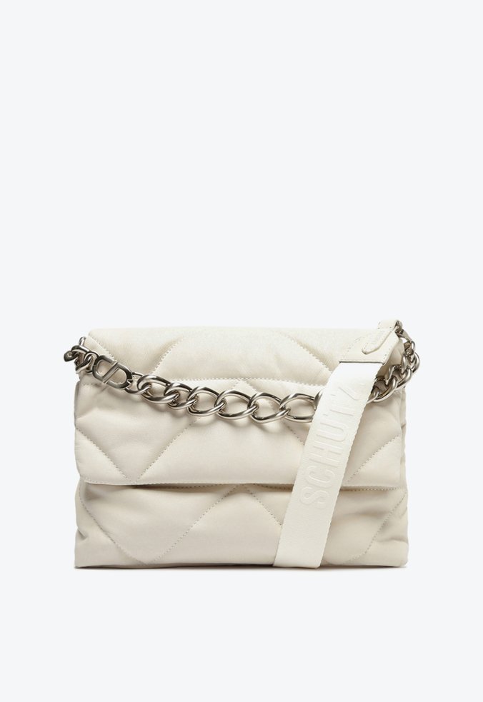 Bolsa Tiracolo Média Barbara Couro Corrente Off White