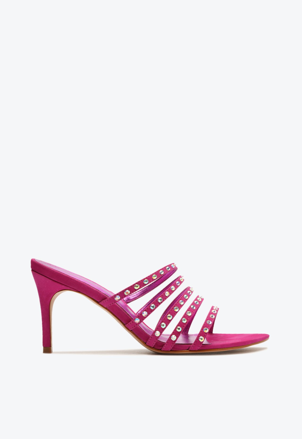 Sandália Tiras Brilho Camurça Rosa | Schutz
