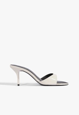 Sandalia Mule Elodie Verniz Couro Branco