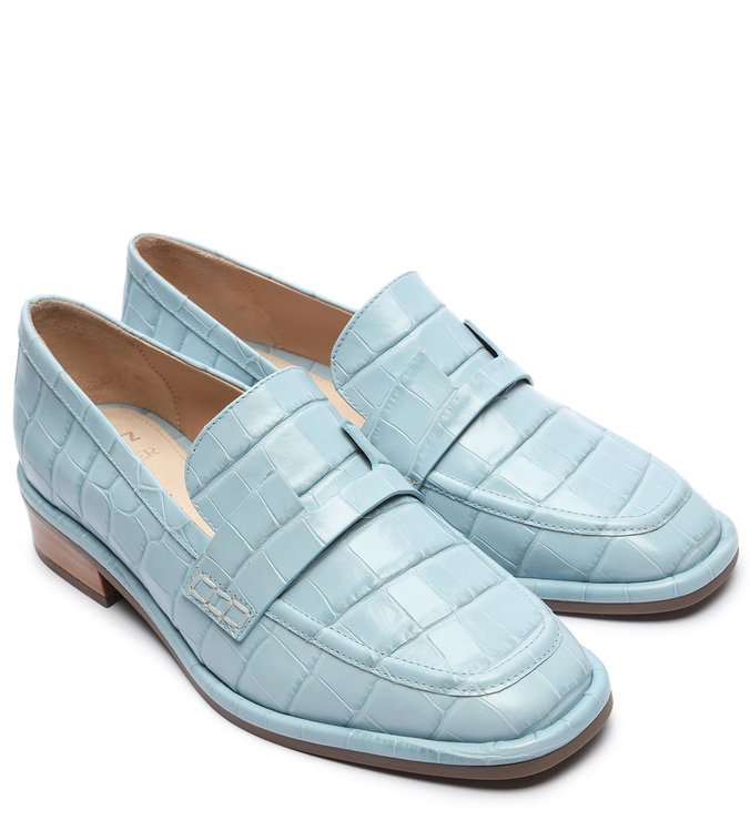 Schutz x Ginger Mocassim Croco Blue Schutz x Ginger Mocassim Croco Blue